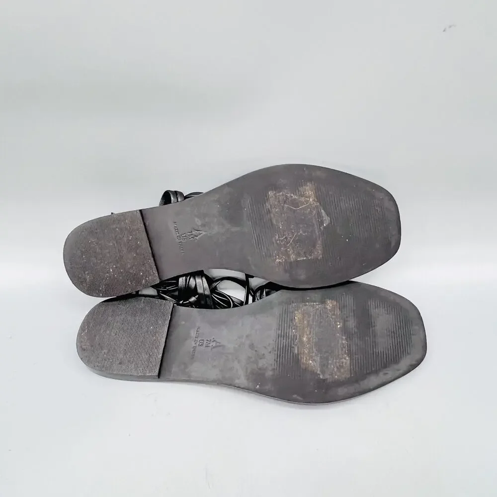 Pilcro Anthropologie Sandals Women 7 Black Leather Lace Up Ankle Wrap Gladiator